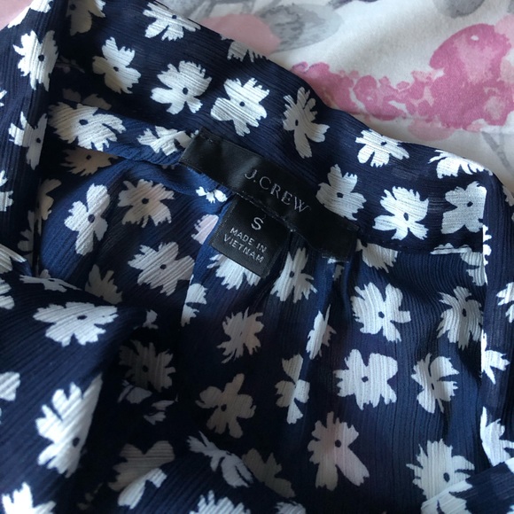 J.Crew Navy Flower Neck Tie Tank Top - Picture 2 of 5